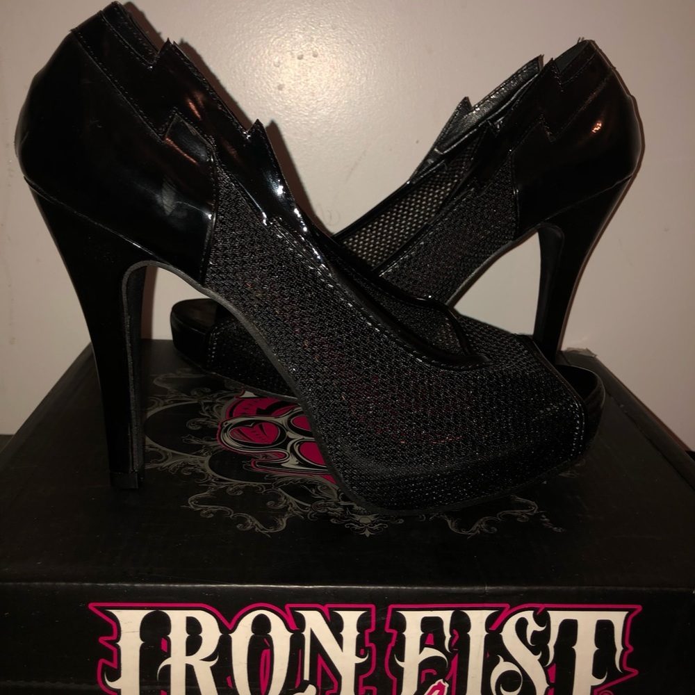 Iron Fist Meshed Platform Heels, size 9.